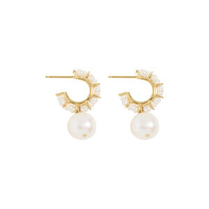 CHAN LUU Maiden Hoop Earrings in White Pearl